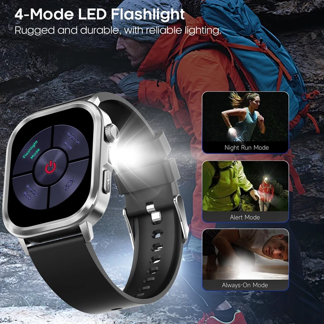 Alt view image 7 of 7 - Smart Watches for Men Women, AMOLED Fitness Tracker with 24/7 Heart Rate/Stress/Sleep Monitor, Answer/Make Calls, AI Watch Face, AI Voice, Flashlight, IP68 Waterproof Pedometer for Android iOS