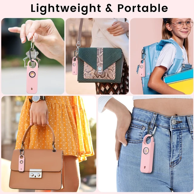Alt view image 3 of 6 - Personal Safety Alarm - 135dB Ultra Loud Siren with LED Strobe Light, USB-C Rechargeable, Compact Keychain Alarm for Women/Men, Emergency Flashlight & Vibration Alert(Pink)