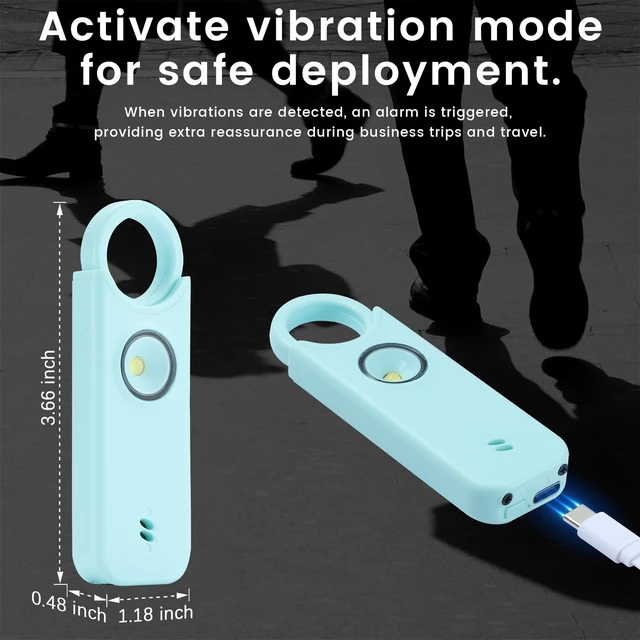 Alt view image 6 of 6 - Personal Safety Alarm - 135dB Ultra Loud Siren with LED Strobe Light, USB-C Rechargeable, Compact Keychain Alarm for Women/Men, Emergency Flashlight & Vibration Alert(Blue)