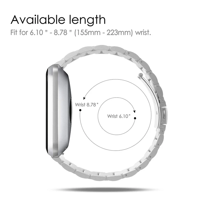 Alt view image 7 of 7 - Metal Band Compatible with Fitbit Versa 2 1&Lite Edition Solid Stainless Steel Strap, Replacement Wristband, Business Bracelet, for Women Men, All-day Comfort