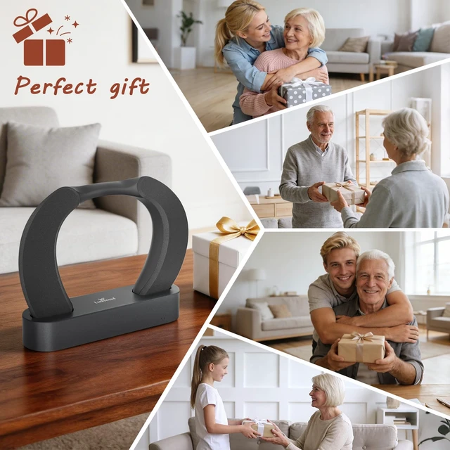 Alt view image 6 of 7 - Wearable TV Speaker for Elderly, Voice Enhancement Neckband, No Bluetooth Needed, Plug & Play Transmitter Base, 3 EQ Modes, HDMI/Optical/AUX, Easy Setup Gift for Parents