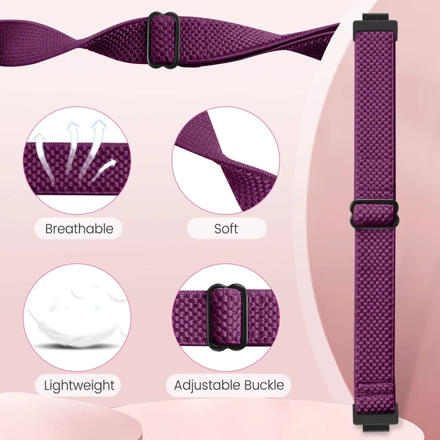 Alt view image 2 of 6 - Elastic Watch Band Compatible with Fitbit Inspire /3/2/HR/Ace 2/3, Soft Nylon Sport Wristband Replacement Straps For Women & Men