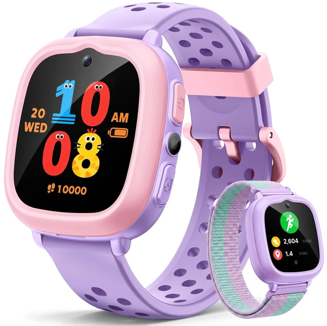 Main image of Kids Smart Watch, Birthday Gift Toy for Girls and Boys Ages 4-12 No Phone/App Needed,Camera, Parent-Controlled Games, Stories & Songs, Pet Faces, Steps, 14-Day Battery, IP68,2 Bands & Bezels