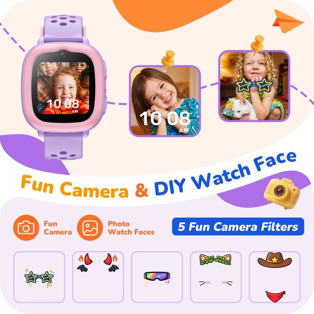 Alt view image 3 of 7 - Kids Smart Watch, Birthday Gift Toy for Girls and Boys Ages 4-12 No Phone/App Needed,Camera, Parent-Controlled Games, Stories & Songs, Pet Faces, Steps, 14-Day Battery, IP68,2 Bands & Bezels