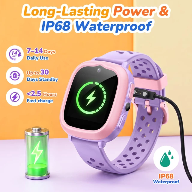 Alt view image 7 of 7 - Kids Smart Watch, Birthday Gift Toy for Girls and Boys Ages 4-12 No Phone/App Needed,Camera, Parent-Controlled Games, Stories & Songs, Pet Faces, Steps, 14-Day Battery, IP68,2 Bands & Bezels