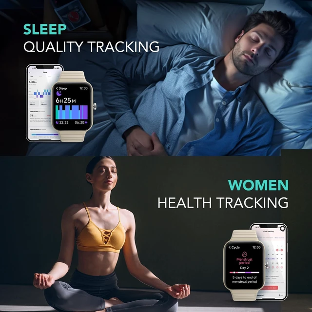 Alt view image 6 of 7 - Smart Watch for Women Men (Answer/Make Call), Alexa Built-in, Extra Black Band, IP68 Smartwatch for Android iPhone, 100+ Sport 1.8" Fitness Tracker with Heart Rate SpO2 Monitor, V7 Cyber Beige
