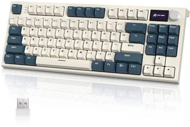 Main image of RK86 RGB 75% Wireless Gasket Mechanical Keyboard,Triple Mode Bluetooth5.0/2.4G/USB-C 82 Keys Hot Swappable Gaming Keyboard 4000 mAH Battery w/Knob & 1.2'' HD OLED Display,Linear Switches