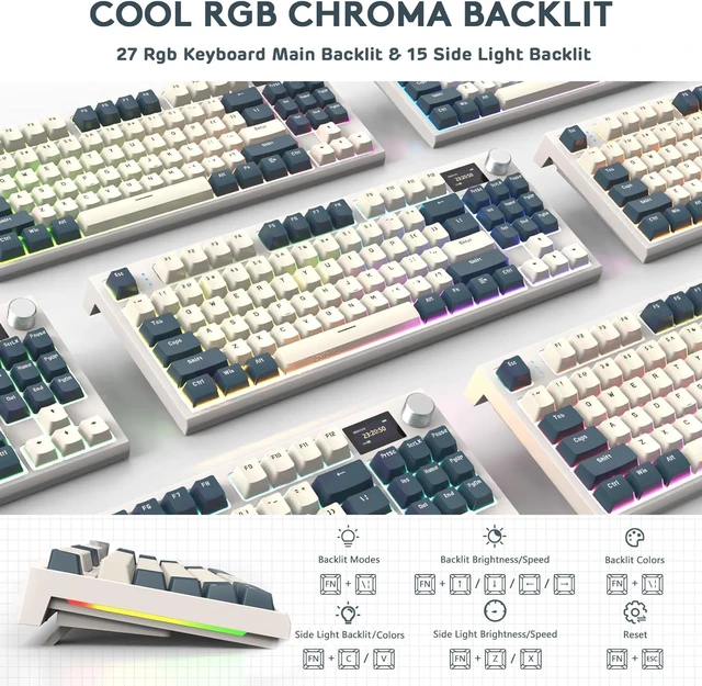 Alt view image 6 of 7 - RK86 RGB 75% Wireless Gasket Mechanical Keyboard,Triple Mode Bluetooth5.0/2.4G/USB-C 82 Keys Hot Swappable Gaming Keyboard 4000 mAH Battery w/Knob & 1.2'' HD OLED Display,Linear Switches
