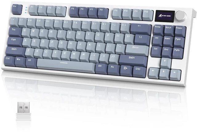 Main image of K86 RGB 75% Wireless Gasket Mechanical,Triple Mode BT5.0/2.4G/USB-C 82 Keys Hot Swappable Gaming Keyboard 4000 mAH Battery w/Knob&Display,Linear Switches-Purple