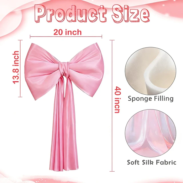 Alt view image 2 of 7 - Pink Bows Birthday Decorations, 40''×20'' Big Wall Decor for Party Decorations Wedding Backdrop, Large Bows for Baby Shower, Backdrop Room, Christmas, Event Decorations (Small)
