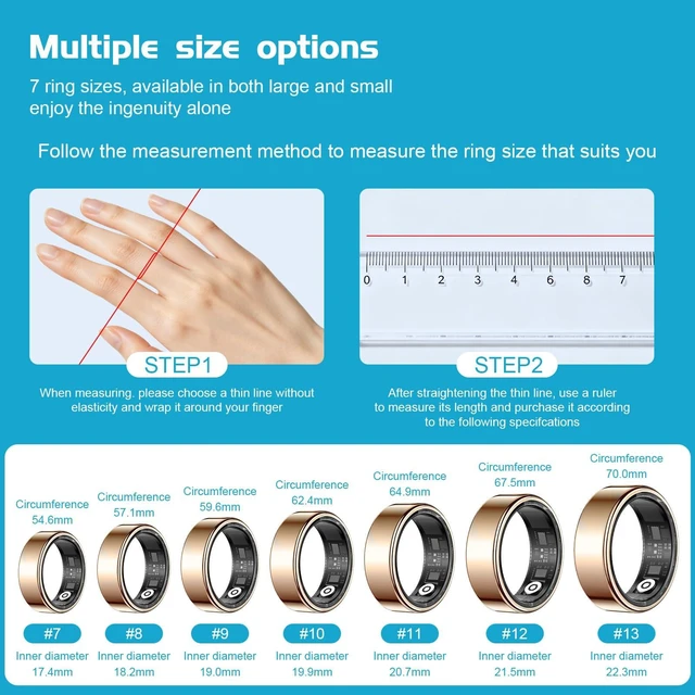Alt view image 2 of 7 - Smart Ring Health Tracker for Women & Men, Sleep & Heart Rate Monitor, IP68 Waterproof Fitness Tracker, No Subscription Fee, iOS & Android Compatible (Rose Gold, 11)
