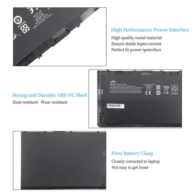Alt view image 3 of 6 - BT04XL 9470M Notebook Battery for HP EliteBook Folio 9470 9480M for Ultrabook BA06 HSTNN-IB3Z HSTNN-I10C 687945-001 H4Q47AA 687517-241 HSTNN-DB3Z 687517-171 14.8V/52WH