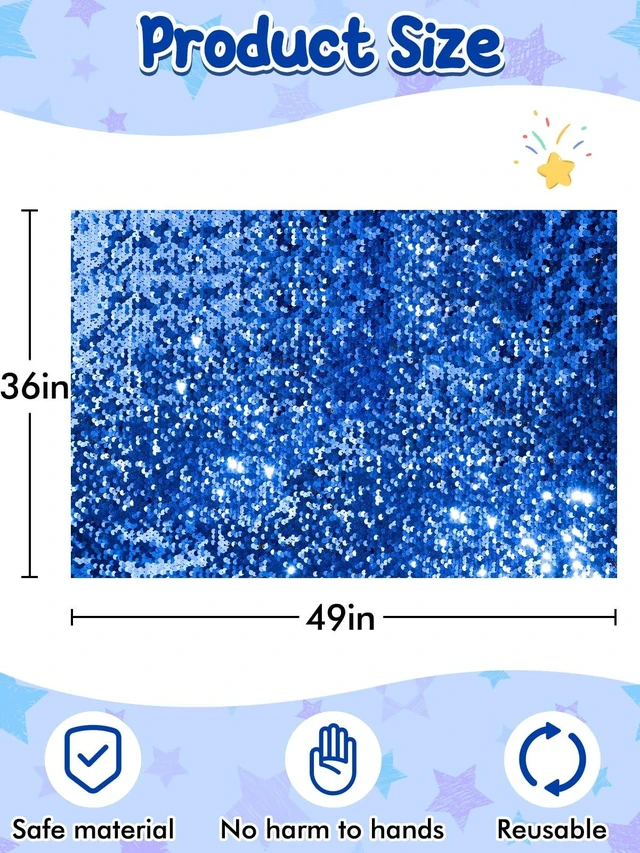 Alt view image 6 of 7 - 36×49 in Sequin Fabric Sensory Wall Panel for Kids, Sensory Room Must Haves 0.2in Reversible Flip Sequin Fabric Wall, Laser Cut Edge, Fidgeting Activity Classroom Home Tactile Training, Sapphire Blue