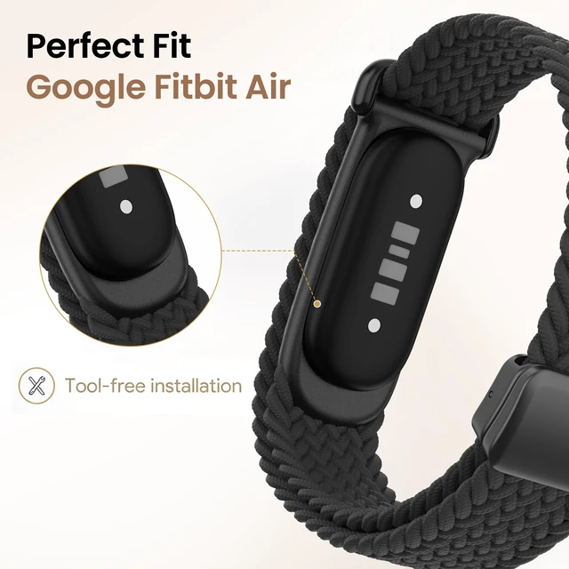 Alt view image 2 of 7 - Nylon Braided Magnetic Bands for Google Fitbit Air Fitness Tracker 2 Pack Quick-Adjust Stretchy Sport Replacement Strap, Men Women Soft Breathable Wristband for Daily Workout, Sleeping
