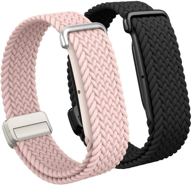 Main image of Nylon Braided Magnetic Bands for Google Fitbit Air Fitness Tracker 2 Pack Quick-Adjust Stretchy Sport Replacement Strap, Men Women Soft Breathable Wristband for Daily Workout, Sleeping