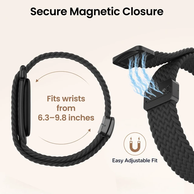 Alt view image 5 of 7 - Nylon Braided Magnetic Bands for Google Fitbit Air Fitness Tracker 2 Pack Quick-Adjust Stretchy Sport Replacement Strap, Men Women Soft Breathable Wristband for Daily Workout, Sleeping