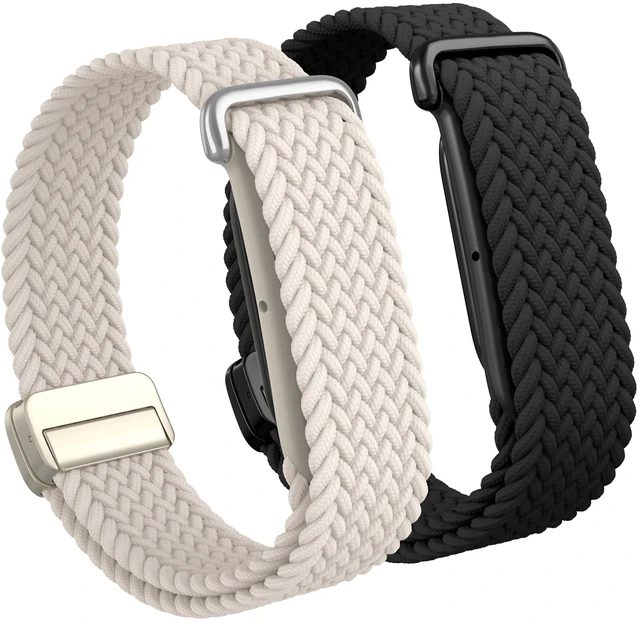 Main image of Nylon Braided Magnetic Bands for Google Fitbit Air Fitness Tracker 2 Pack Quick-Adjust Stretchy Sport Replacement Strap, Men Women Soft Breathable Wristband for Daily Workout, Sleeping