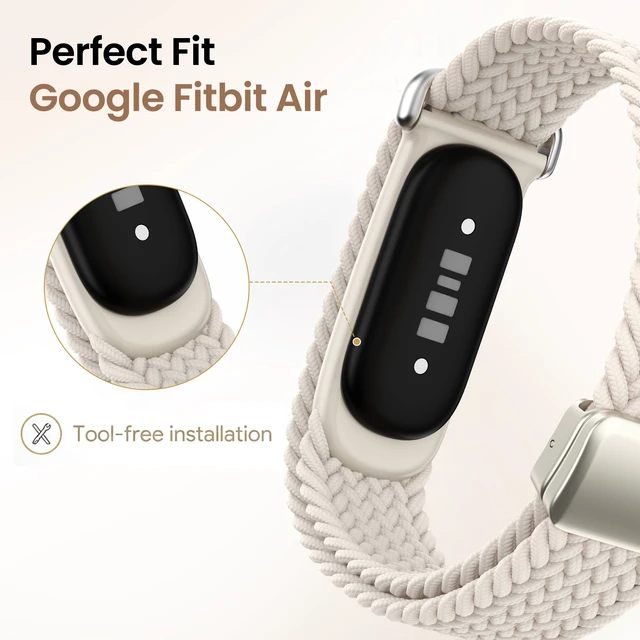 Alt view image 2 of 7 - Nylon Braided Magnetic Bands for Google Fitbit Air Fitness Tracker 2 Pack Quick-Adjust Stretchy Sport Replacement Strap, Men Women Soft Breathable Wristband for Daily Workout, Sleeping