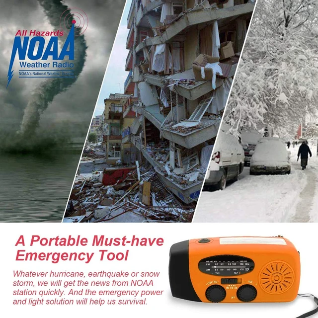 Alt view image 2 of 7 - Portable Solar Emergency Weather Radio Upgrade Hand Crank AM/FM NOAA Survival Radio with 2000mAh Cellphone Charger LED Flashlight Battery Indicator for Home Camping Earthquake
