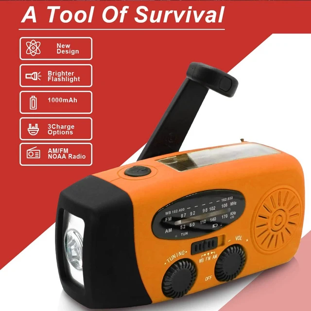 Alt view image 4 of 7 - Portable Solar Emergency Weather Radio Upgrade Hand Crank AM/FM NOAA Survival Radio with 2000mAh Cellphone Charger LED Flashlight Battery Indicator for Home Camping Earthquake