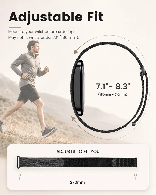 Alt view image 5 of 7 - Nylon Loop Strap Compatible with Hume Band 2.0 Replacement Strap Hand Washable and Quick-drying, Adjustable Wrist Bands for The Hume Band 2.0 for Men Fits Workouts Sleeping Daily Washable