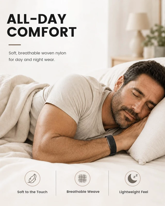 Alt view image 4 of 7 - Nylon Loop Strap Compatible with Hume Band 2.0 Replacement Strap Hand Washable and Quick-drying, Adjustable Wrist Bands for The Hume Band 2.0 for Men Fits Workouts Sleeping Daily Washable