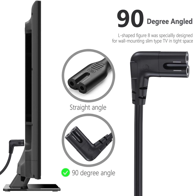 Alt view image 4 of 7 - 10FT Long Canon Printer Power Cord for Canon PIXMA MG/MP/MX/IP Series Printers and HP, Lexmark,Dell,Brother,Epson Many Different Other Model, 90 Degree Angled 2 Prong to L Shaped C7 Replacement Cable