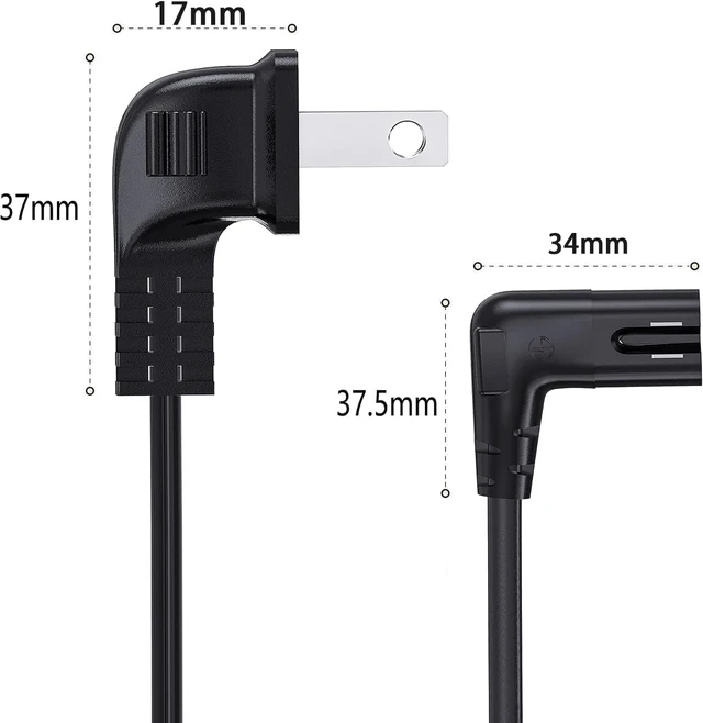 Alt view image 7 of 7 - 10FT Long Canon Printer Power Cord for Canon PIXMA MG/MP/MX/IP Series Printers and HP, Lexmark,Dell,Brother,Epson Many Different Other Model, 90 Degree Angled 2 Prong to L Shaped C7 Replacement Cable