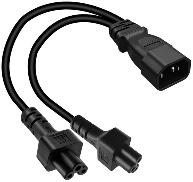 Main image of Tops C14 to 2XC5 Y Splitter Short Power Cord 1ft,Single IEC 320 C14 Male to Dual C5 Female Y Split Multi IEC Cable C13 Power Strip Dual IEC Cord (C14 to 2XC5 1ft)