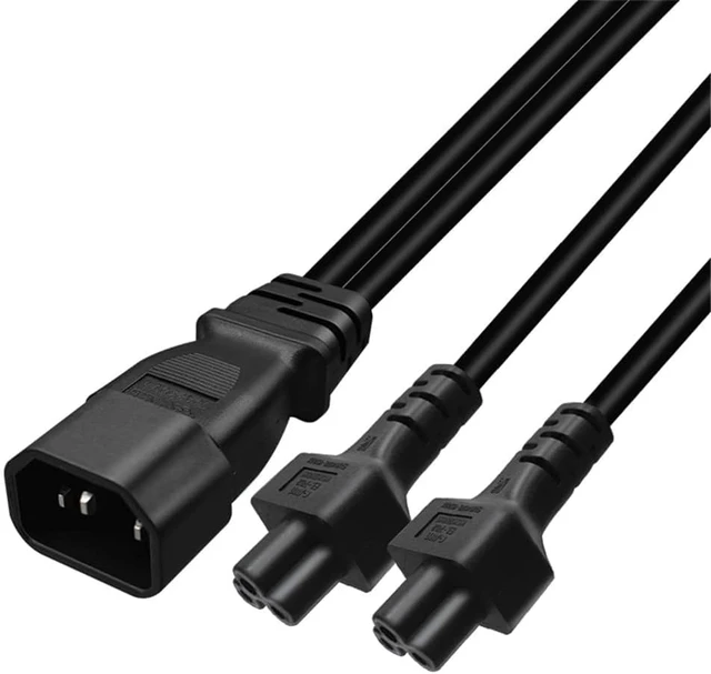 Alt view image 2 of 7 - Tops C14 to 2XC5 Y Splitter Short Power Cord 1ft,Single IEC 320 C14 Male to Dual C5 Female Y Split Multi IEC Cable C13 Power Strip Dual IEC Cord (C14 to 2XC5 1ft)