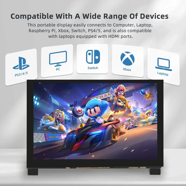 Alt view image 4 of 6 - 5 Inch HDMI Monitor 1024x600 LCD Touch Screen Display Mini Small Monitor for Raspberry Pi 5/4/3/2/B/B+, BB Black, Win 11/10/8/7