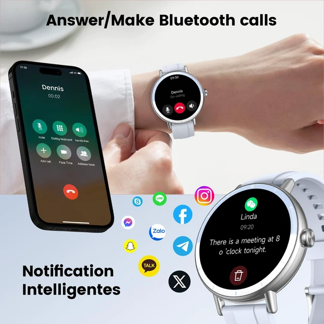 Alt view image 3 of 7 - Smart Watch for Women, 1.27" HD Fitness Tracker with Bluetooth Calls Fitness Watch with Heart Rate/Sleep/Step Counter, 100+ Sport Modes, IP68 Waterproof Smartwatch Compatible IOS/Android Blue