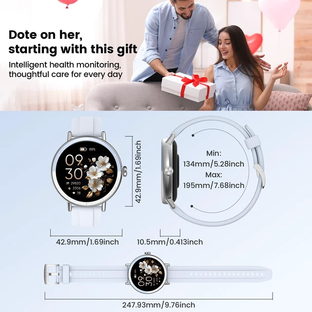 Alt view image 7 of 7 - Smart Watch for Women, 1.27" HD Fitness Tracker with Bluetooth Calls Fitness Watch with Heart Rate/Sleep/Step Counter, 100+ Sport Modes, IP68 Waterproof Smartwatch Compatible IOS/Android Blue