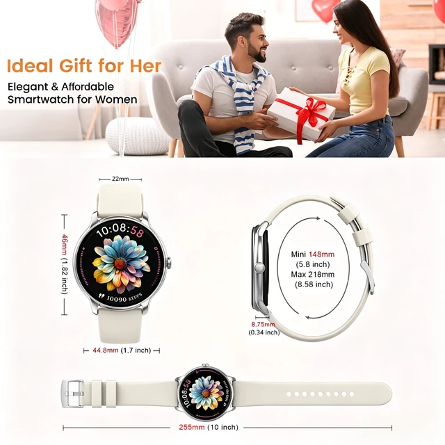 Alt view image 3 of 7 - Smart Watch for Women, 1.32'' AMOLED Clear Screen, 2026 New Lightweight Women Smart Watch, Answer/Make Calls, Fitness Tracker with Heart Rate/Sleep/Step Counter, IP68 Waterproof, Gift for her, White