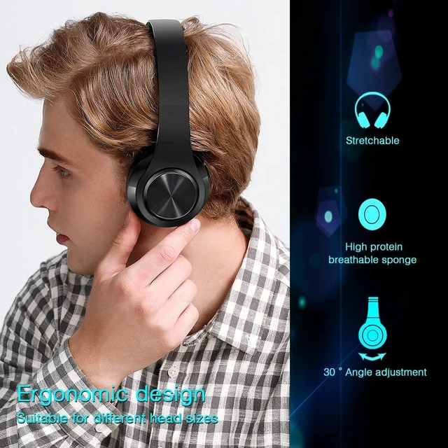 Alt view image 3 of 6 - Bluetooth Over The Ear Headphone Stereo Sound Computer PC Headset for Gaming Meeting Chat with Mic/Soft Earmuffs/Foldable/TF 3.5mm Jack for Universal Connectivity (2 Pcs a Bundle), RED660