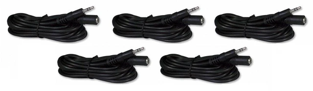 Main image of Five Pack of 12 Foot 3.5mm Headphone Extension Cables Male/Female