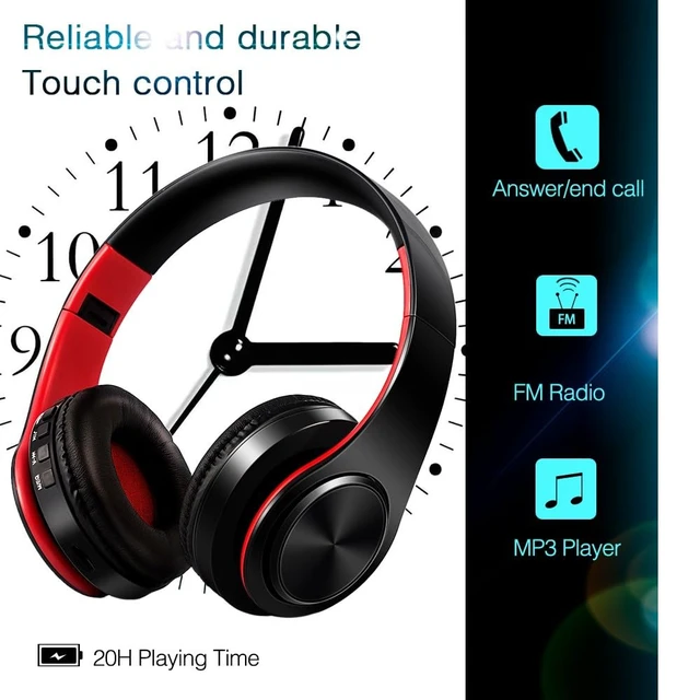 Alt view image 5 of 6 - Bluetooth Over The Ear Headphone Stereo Sound Computer PC Headset for Gaming Meeting Chat with Mic/Soft Earmuffs/Foldable/TF 3.5mm Jack for Universal Connectivity (2 Pcs a Bundle), RED660