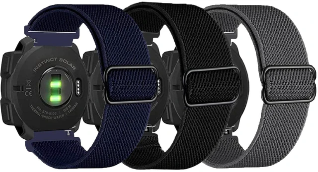 Main image of 3 Packs Stretchy Nylon Bands Compatible with Garmin Instinct/Instinct 2 Solar/Instinct 3 45mm, 22mm Sport Breathable Wristband for Garmin Instinct Tactical/Solar/Tide/Esports
