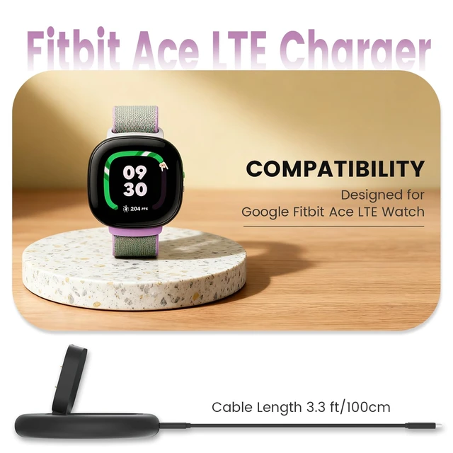 Alt view image 2 of 7 - Foldable Charging Stand Compatible with Google Fitbit Ace LTE Portable & Magnetic Charger with 3.3 Feet Charging Cord for Kids