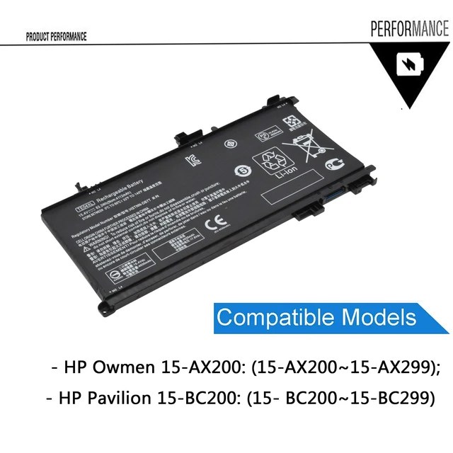 Alt view image 3 of 5 - TE04XL Battery for HP Owmen 15-ax200 905175-271 2C1 905277-855 HSTNN-DB7T for 15-ax250wm 15-ax210nr 15-ax243dx 15-ax256nr 15-ax252nr 15-ax220tx 15-ax220tx;Pavilion 15-bc200:15-bc204nf and More