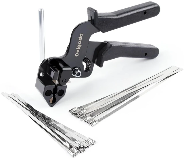 Main image of Metal Zip Tie Tool Stainless Steel Cable Tie Gun Cutter Tool Tightening Kit Tie Wrap Gun with 30PCS Stainless Steel Self-Locking Ties for Chain Link Fence Pipes