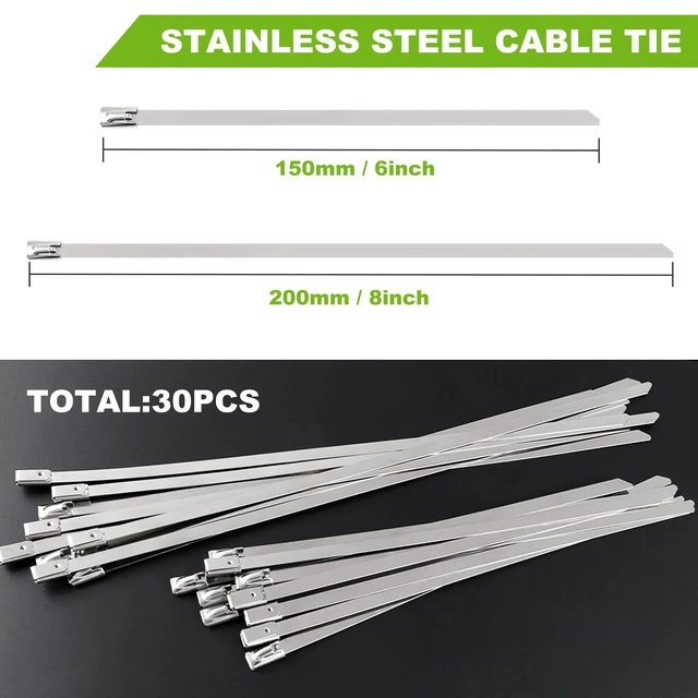 Alt view image 2 of 6 - Metal Zip Tie Tool Stainless Steel Cable Tie Gun Cutter Tool Tightening Kit Tie Wrap Gun with 30PCS Stainless Steel Self-Locking Ties for Chain Link Fence Pipes