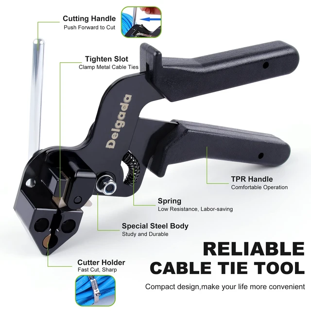 Alt view image 5 of 6 - Metal Zip Tie Tool Stainless Steel Cable Tie Gun Cutter Tool Tightening Kit Tie Wrap Gun with 30PCS Stainless Steel Self-Locking Ties for Chain Link Fence Pipes