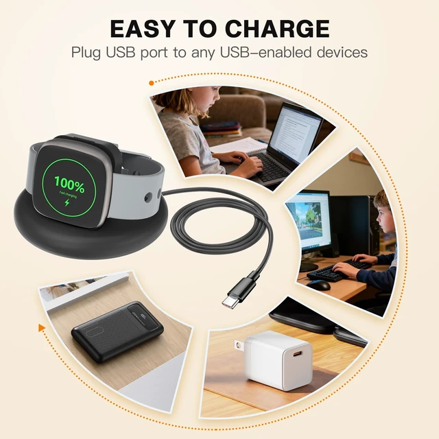 Alt view image 6 of 7 - Foldable Charging Stand Compatible with Google Fitbit Ace LTE Portable & Magnetic Charger with 3.3 Feet Charging Cord for Kids