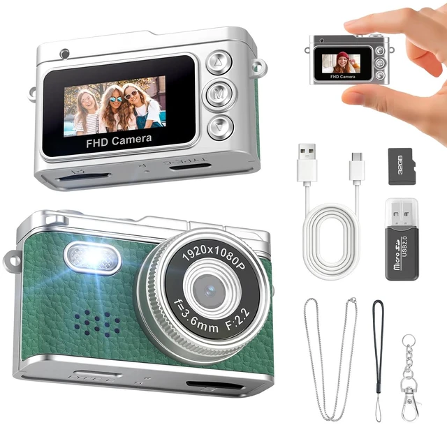 Main image of Mini Keychain Camera,Thumb Camera,Pocket Video Camcorder for Teens/Adults 1080P,32GB Card,Retro Green,Gifts for Birthday,Back to School,Thanksgiving Day,Christmas,New Year,for Party,Travel,Daily Vlog