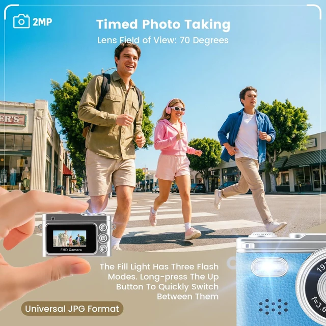 Alt view image 3 of 7 - Mini Keychain Camera, Unique Gifts for Teen Boys Girls/Adults/Beginners 1080P Video, 32GB Card, Retro Blue, Back to School Gift, Birthday Gift, Christmas Gift, New Year Gift,Party/Travel/Daily Vlog