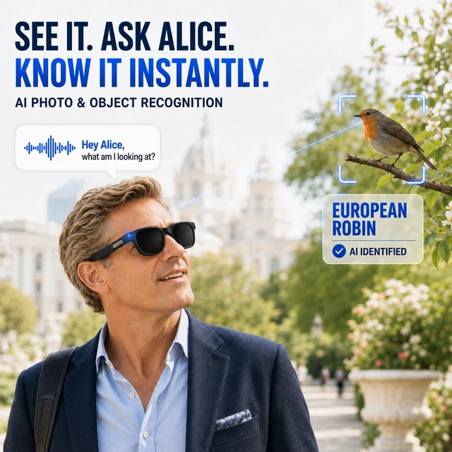 Alt view image 4 of 7 - AI Smart Glasses with Camera, 4K HD Recording, 32GB Storage Object Recognition, Open-Ear Speakers, Bluetooth Calling, Transparent Lenses, WiFi Transfer and Touch Controls