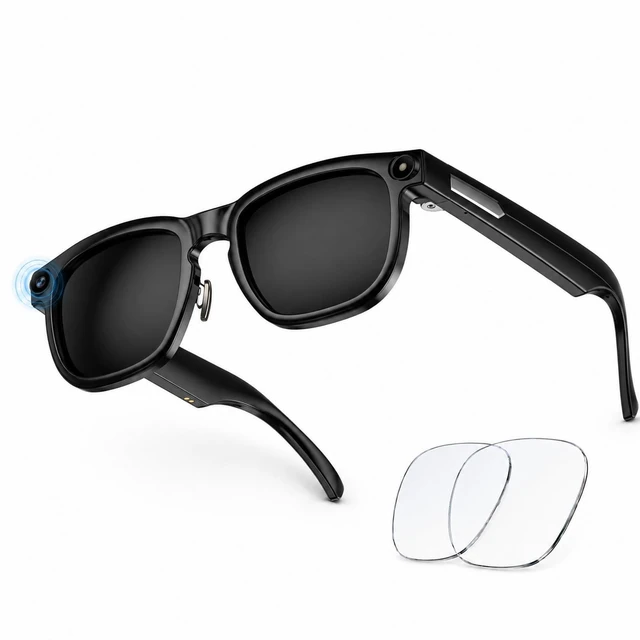 Main image of AI Smart Glasses with Camera, 4K HD Recording, 32GB Storage Object Recognition, Open-Ear Speakers, Bluetooth Calling, Transparent Lenses, WiFi Transfer and Touch Controls