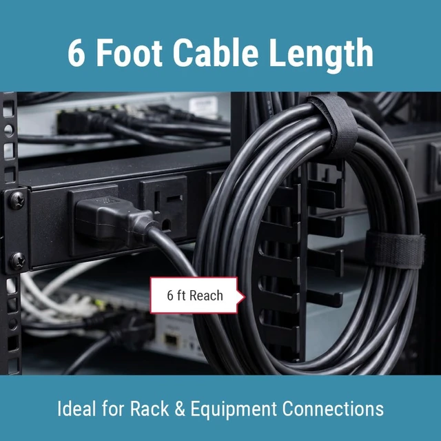 Alt view image 6 of 7 - 5-20P to C19 Heavy Duty Power Cord 6ft, 20A/125V, 12 AWG NEMA 5-20P to IEC C19 AC Power Cable for Servers, PDUs and Network Equipment, Black