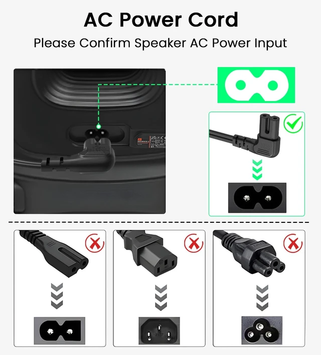 Alt view image 3 of 6 - Power Cord Compatible with JBL PartyBox Speaker 110/520/710/720/Club 120/On-the-Go Essential;Encore 2/Essential 2,Stage 320,Ultimate Speakers Replacement Power Cable for PartyLight Beam-6Ft
